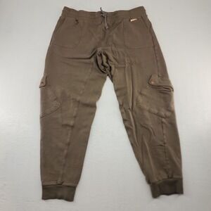 Avec Les Filles Medium | Olive Green Cargo Cropped Jogger Sweatpants Utility